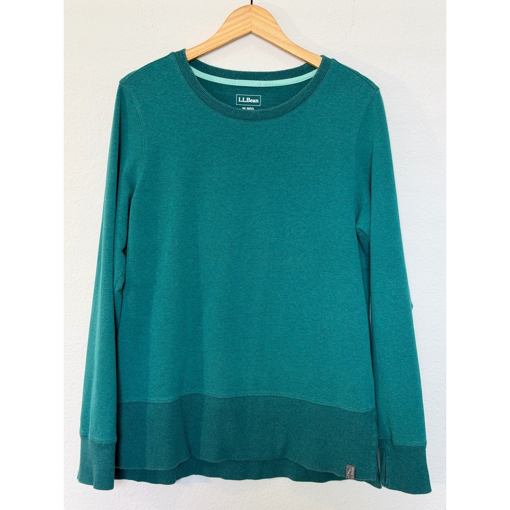 L.L.Bean Teal Crewneck Pullover Sweatshirt Womens Medium - Picture 3 of 17
